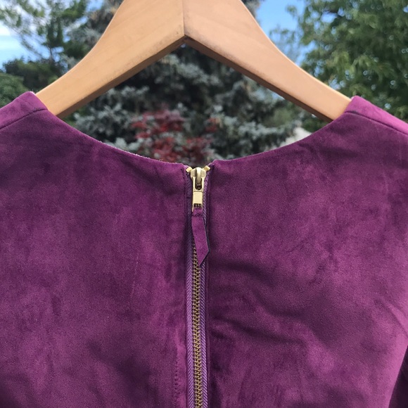 Grape coloured tweed and velvet dress - Picture 3 of 5